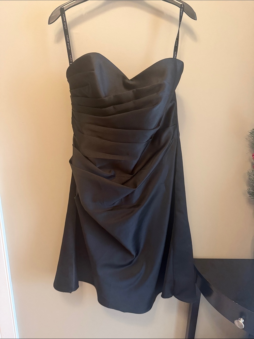 Alfred Angelo Black Strapless Draped Cocktail Dress